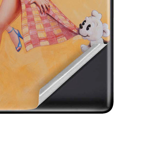 Betty Boop With Puppy Orange Background Google Pixel 6 Pro Skin